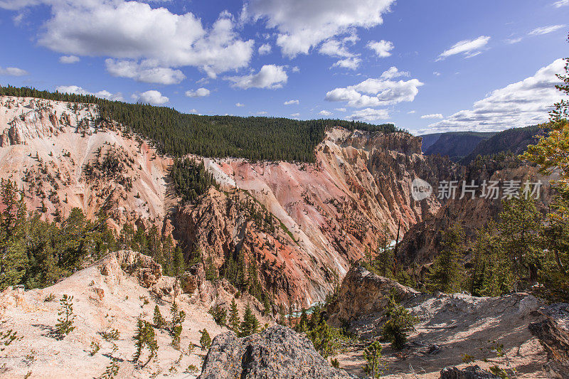 黄石瀑布河，大峡谷，国家公园，蒙大拿山