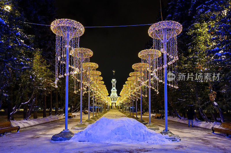 莫斯科北河车站公园的圣诞装饰