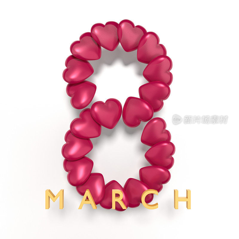 3月8日心形文字庆祝3月8日国际妇女节