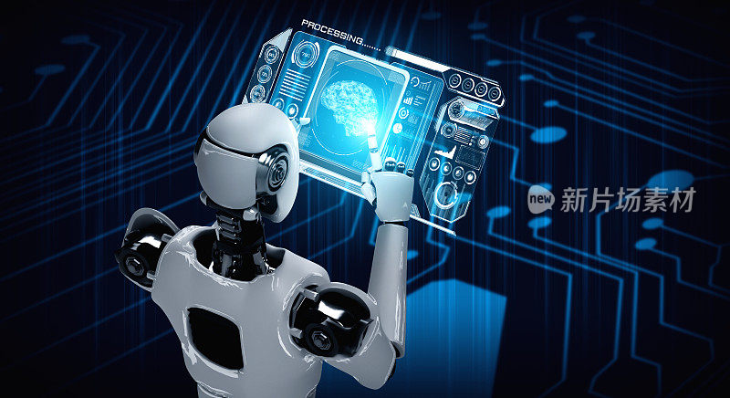 人形机器人采用平板电脑概念的人工智能思维脑