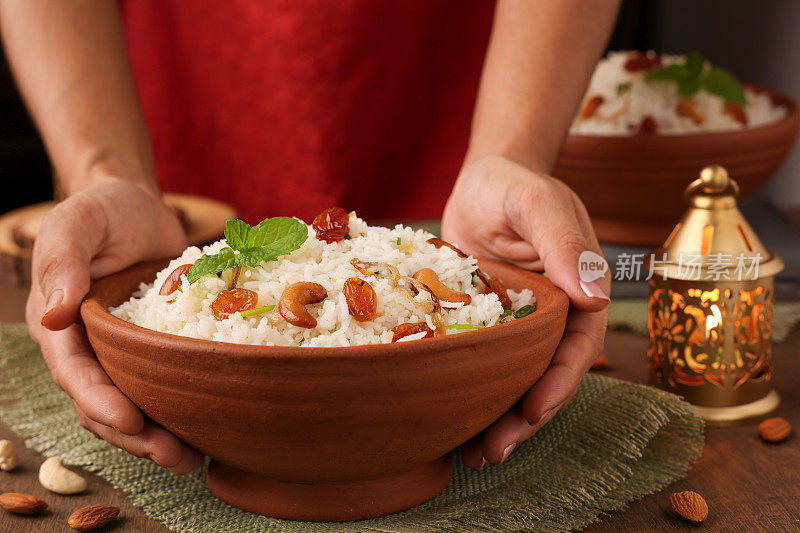 蔬菜印度香饭，海得拉巴沙希普拉和印度香饭