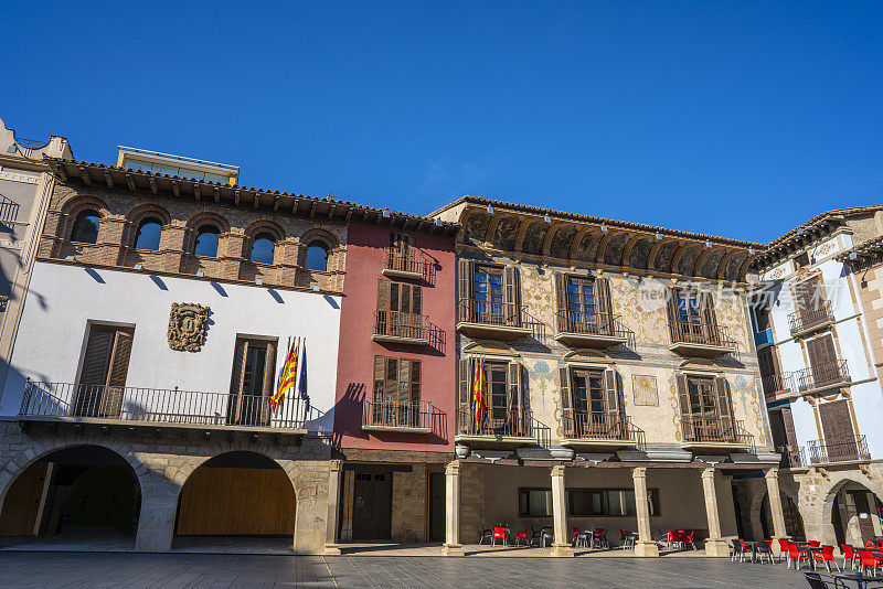 格拉乌斯村，西班牙里巴戈萨的韦斯卡阿拉贡的市长广场广场