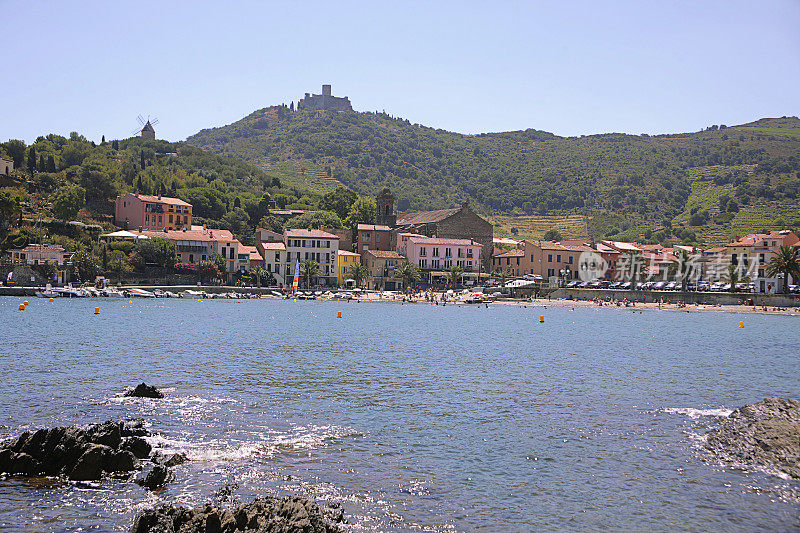 港口和城堡，Collioure，比利牛斯-东方山，朗格多克-鲁西永，法国
