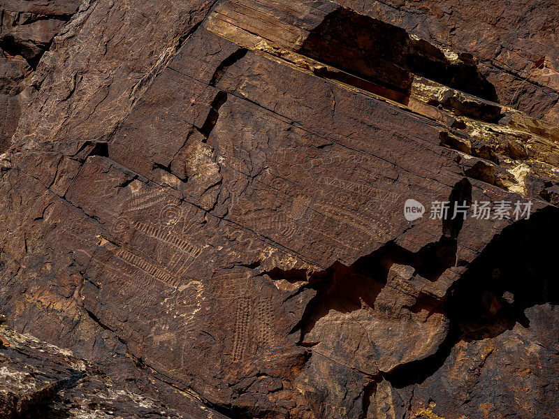 弗里蒙特文化岩石艺术面板。中央犹他州。