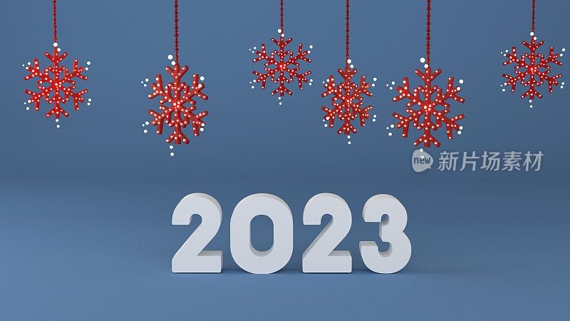 2023年圣诞贺卡背景蓝色雪花