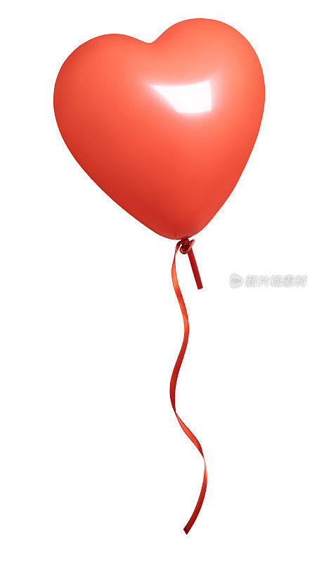 白底红心气球