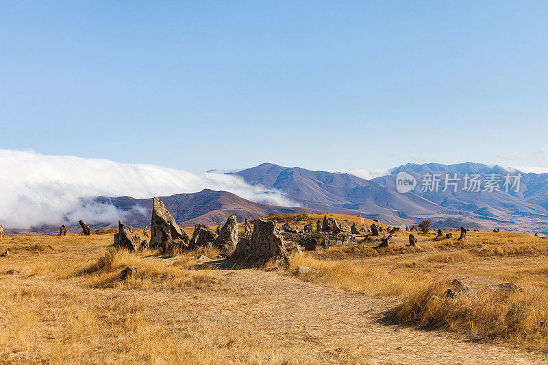 Zorats-Karer或Karahunj的立石。亚美尼亚Syunik地区的古代巨石群。