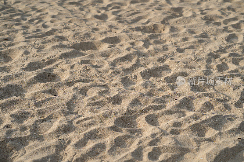 海滩上波浪状的沙子的特写