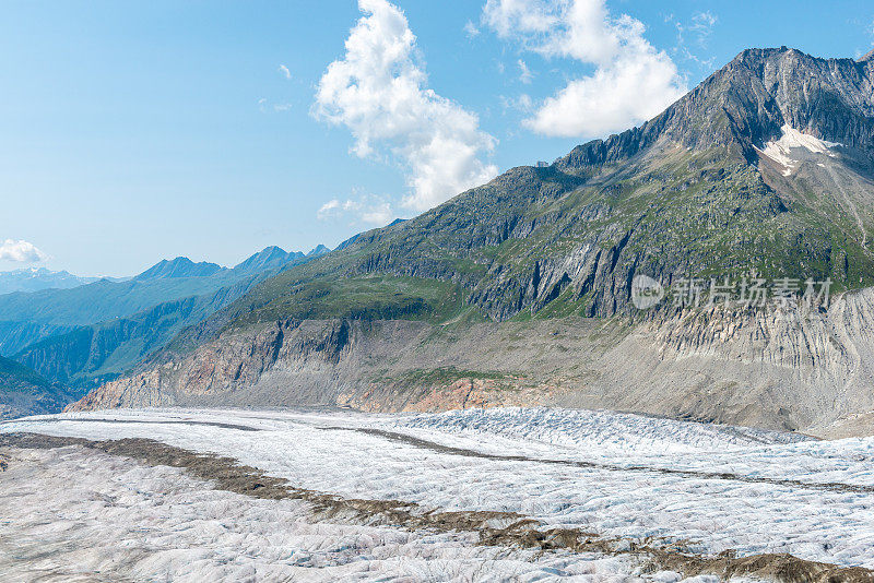 瑞士阿尔卑斯山的冰川和山脉景观