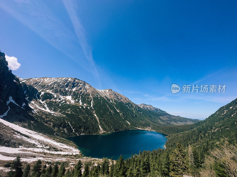 莫斯基·奥科，海眼。波兰小波兰省扎科帕内的波兰风景。马洛波尔斯基省的塔特拉山脉。岩石和山脉，国家公园摄影。