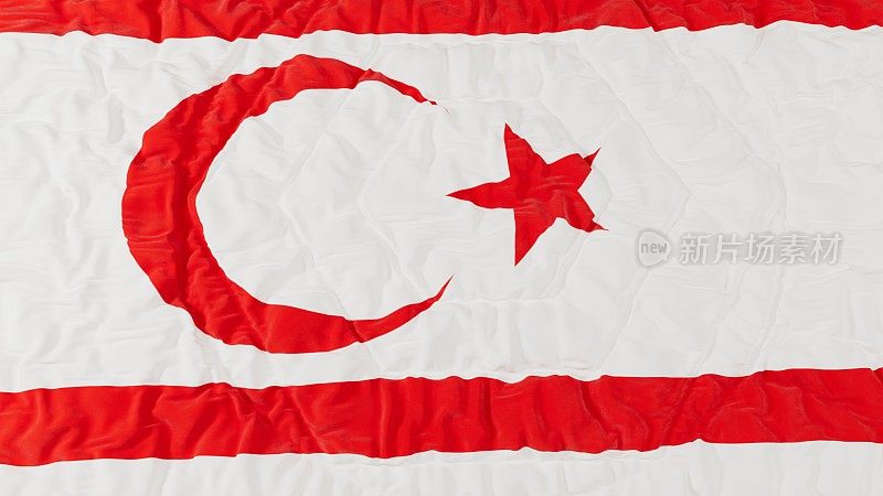 北塞浦路斯国旗高细节波浪形背景