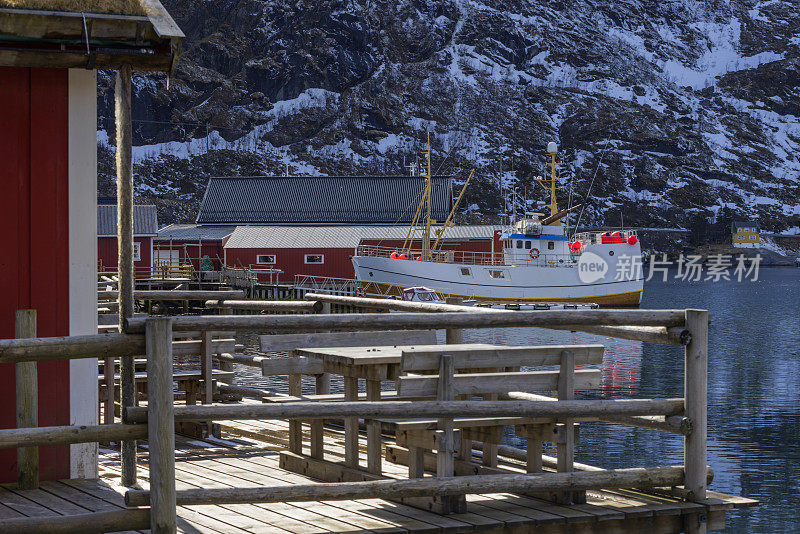 挪威罗弗敦群岛港口的渔船