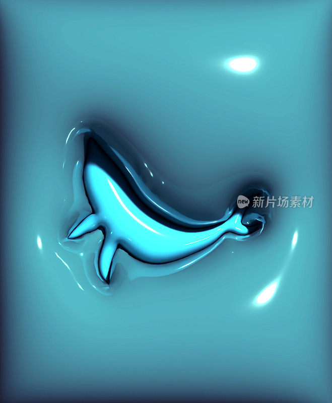 三维充气效果游泳海豚图案背景