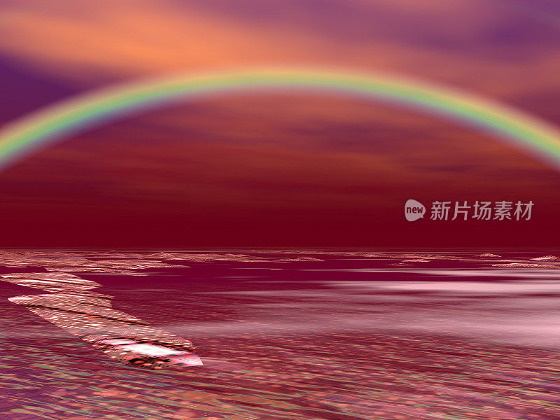 污染海和彩虹的奇妙景观