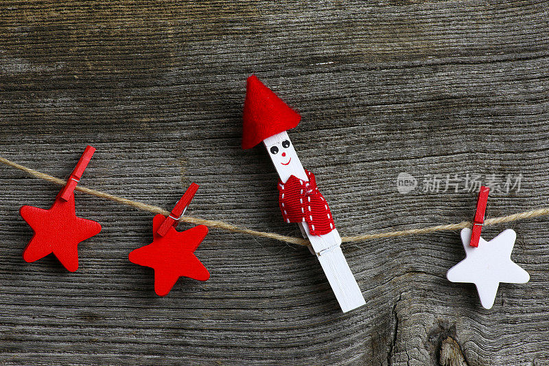 圣诞快乐挂饰红白木制星星