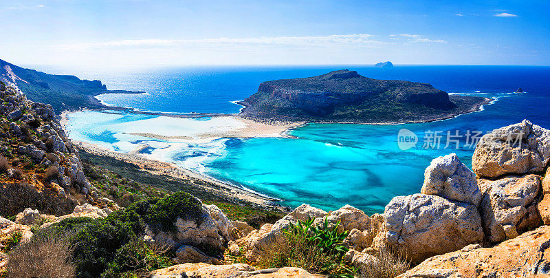 景色迷人的希腊岛屿——克里特岛的巴洛斯湾