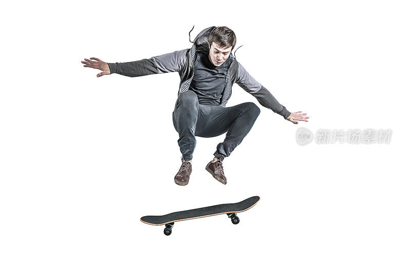 跳滑溜冰板的人孤立