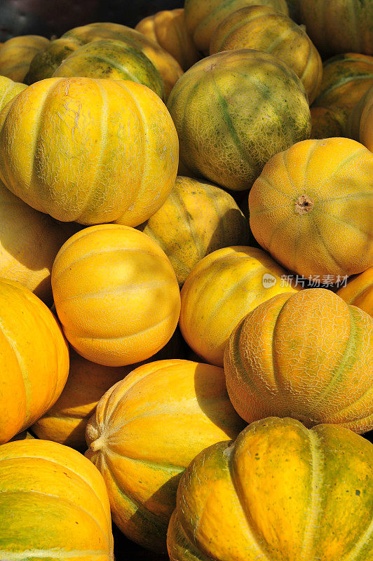 希腊，扎金索斯，当地出售的新鲜哈密瓜