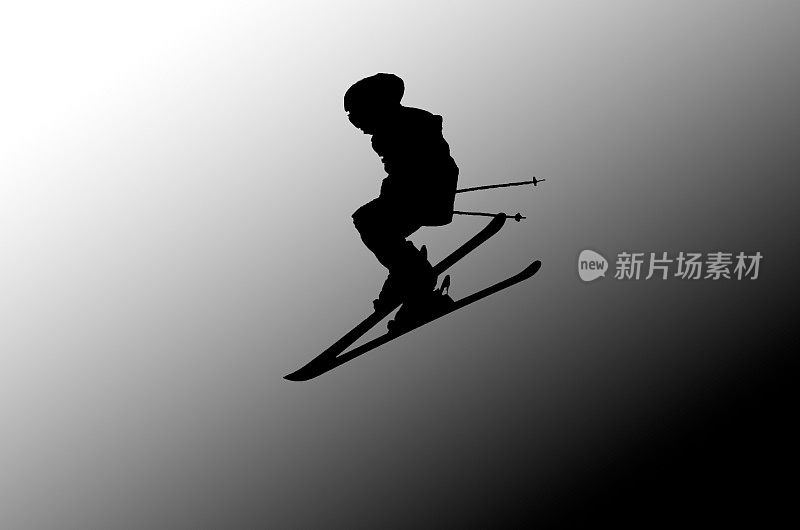 一个跳台滑雪运动员的剪影