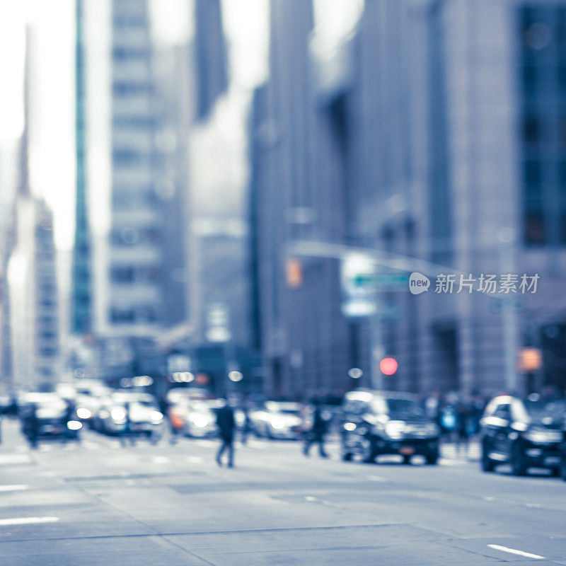 散焦酷调的街景在曼哈顿，纽约市