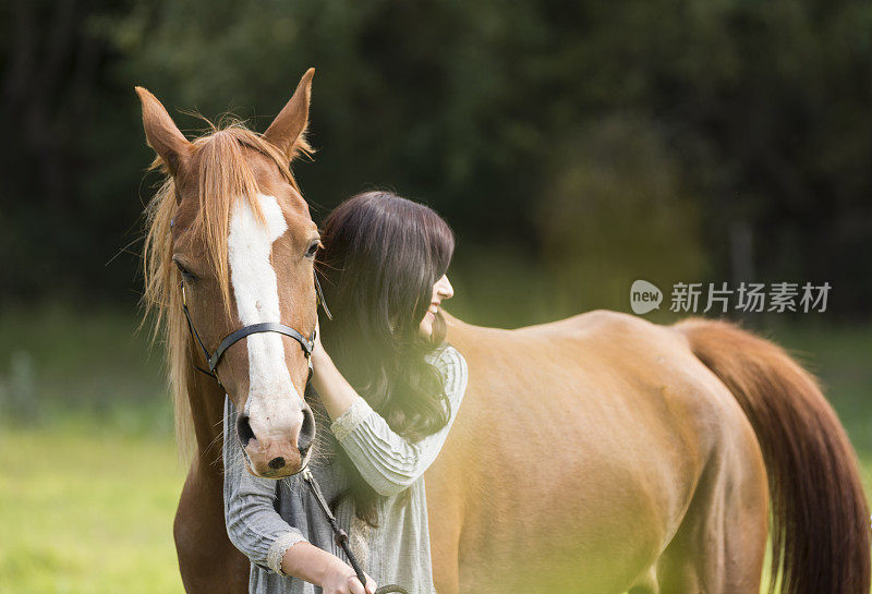 南非的一个女人和一匹马