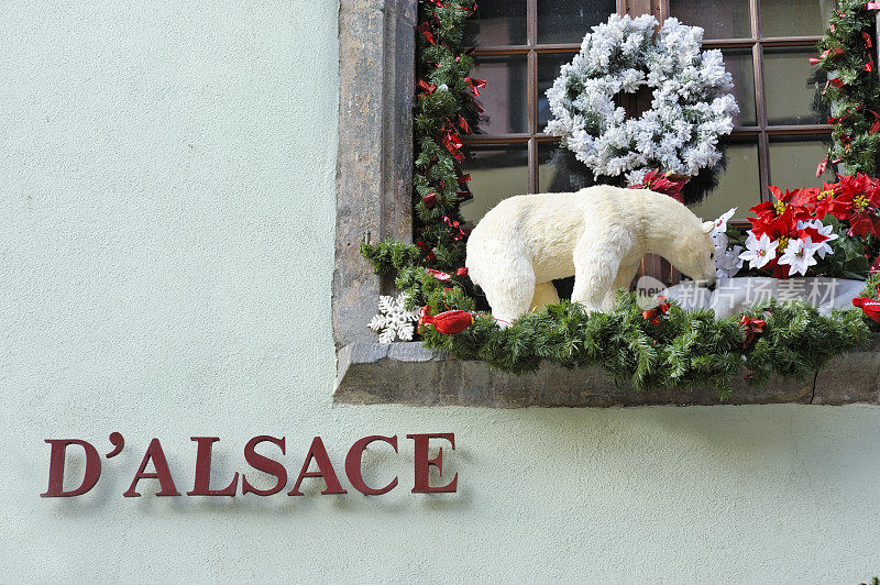 圣诞节装饰房子，阿尔萨斯，法国