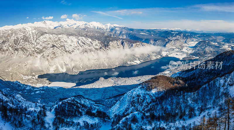 朱利安阿尔卑斯山和博欣湖的全景