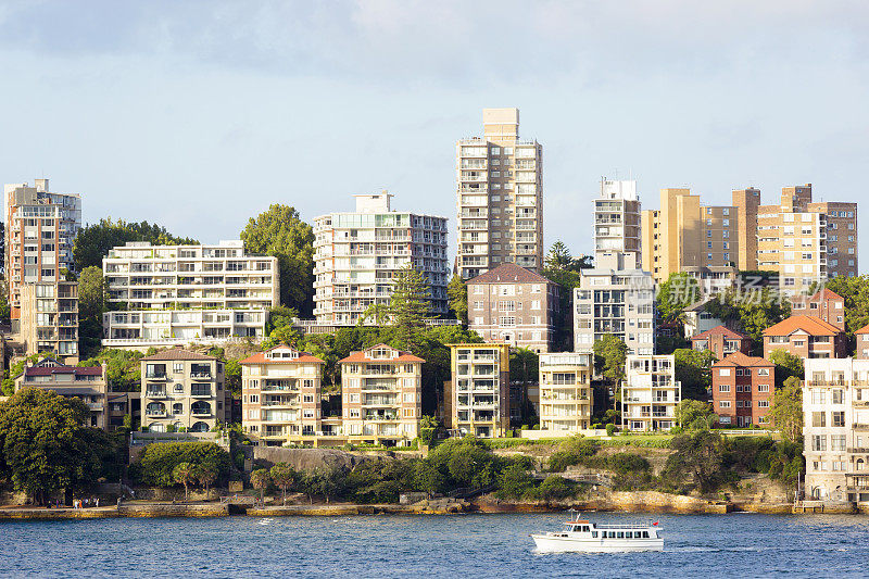城市海岸线，美丽的悉尼郊区，复制空间