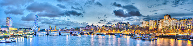 伦敦和泰晤士河的HDR图片