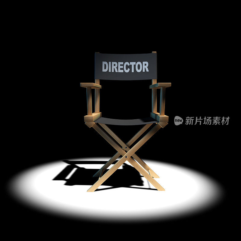 3d导演的椅子在聚光灯下