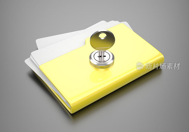 带键的黄色文件夹