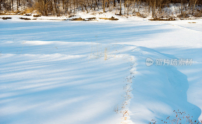 湖面被雪覆盖的景观