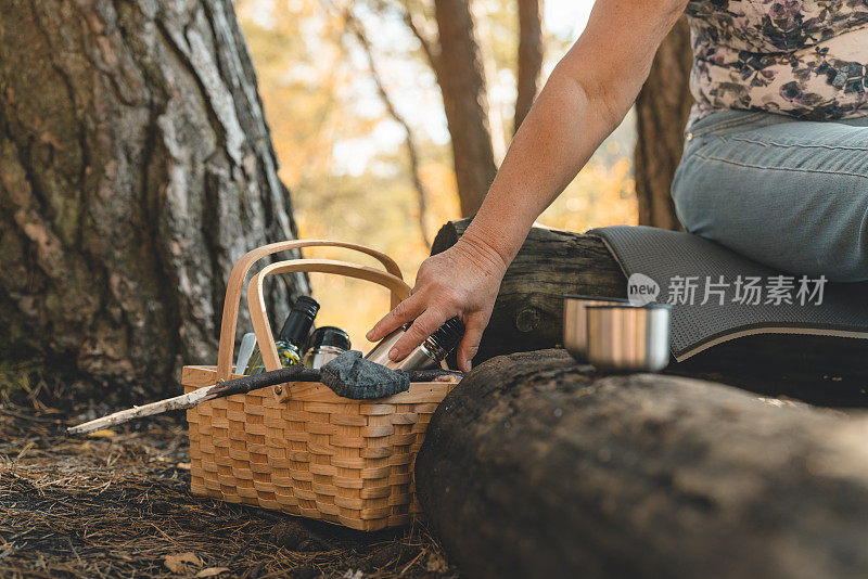 两个老年妇女在野餐