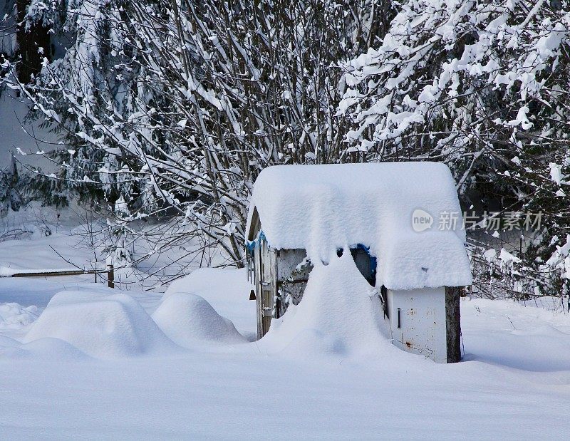 白雪覆盖的小屋