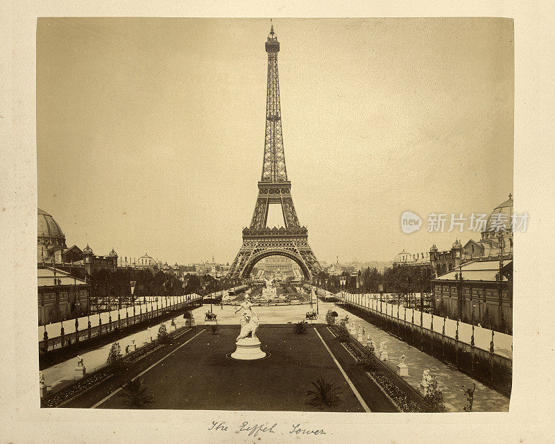 巴黎埃菲尔铁塔，古董照片，19世纪90年代