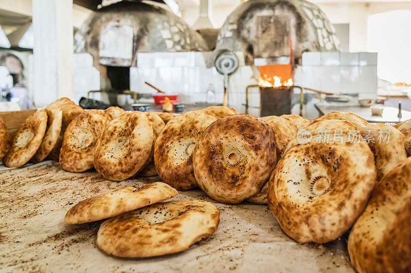 传统乌兹别克面包店莱佩什卡面包乌兹别克斯坦塔什干Non