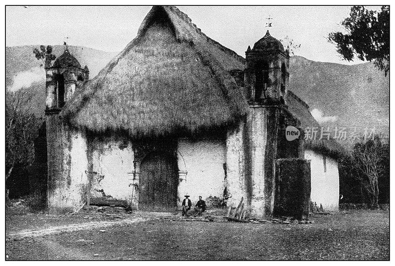 古色古香的黑白照片:位于古巴西部乡村的圣方济会教堂