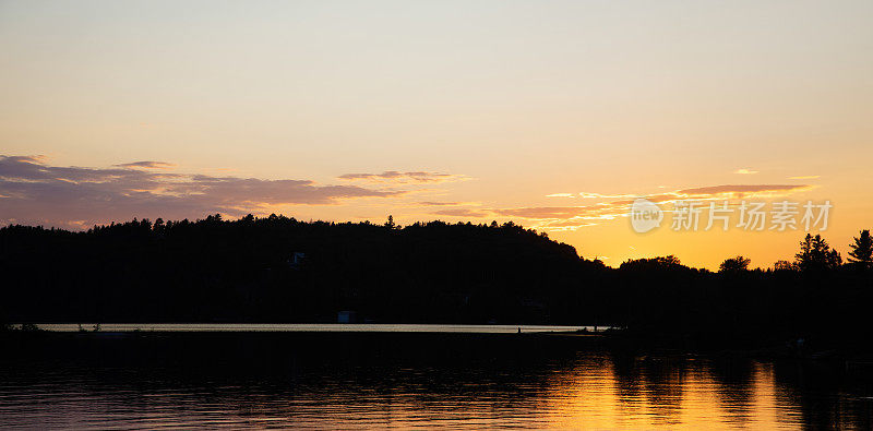 Kenogami湖的夏日日落全景
