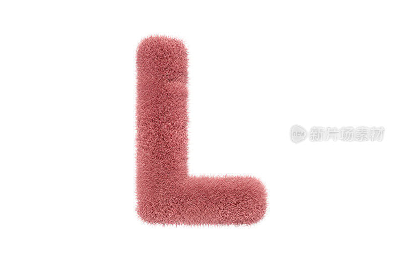 字母L与粉红色毛茸茸的毛皮大写