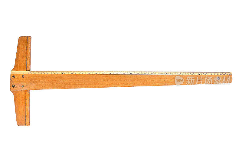 木制T型直尺工具，有英寸和厘米长度