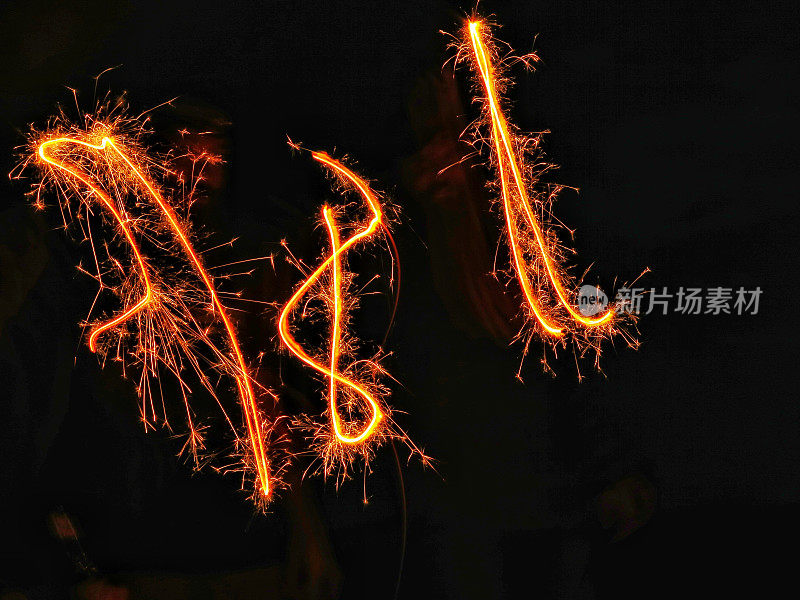 烟火火花烟花背景，晚上，7月4日