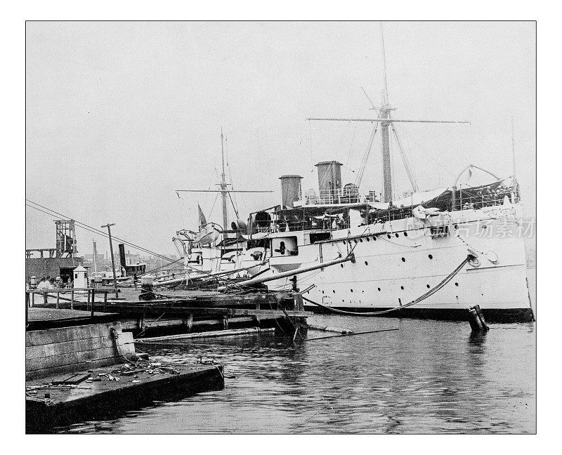 布鲁克林海军造船厂的古董照片(美国纽约布鲁克林)