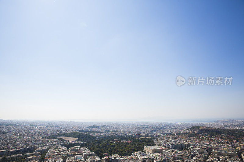 从Lycabettus山的全景…Likavitos,雅典,希腊