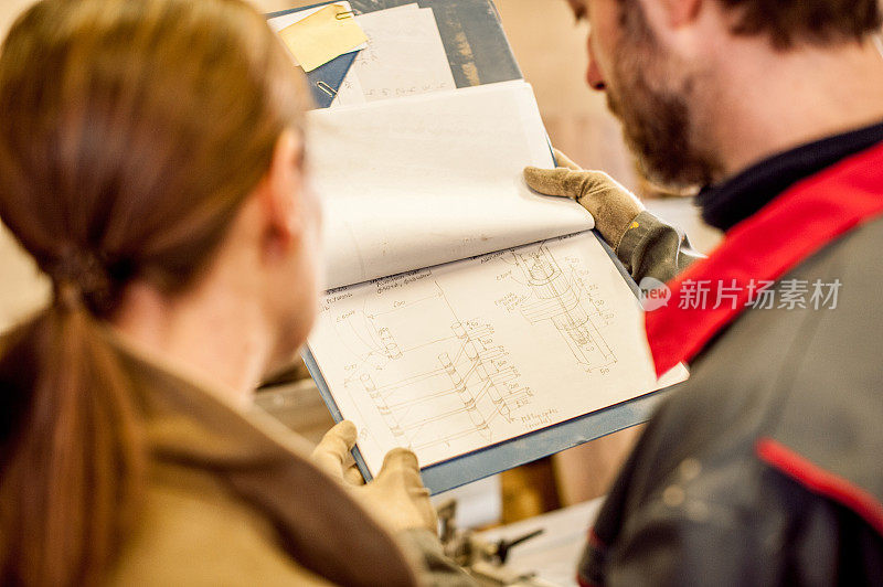 木匠和客户正在看技术图纸