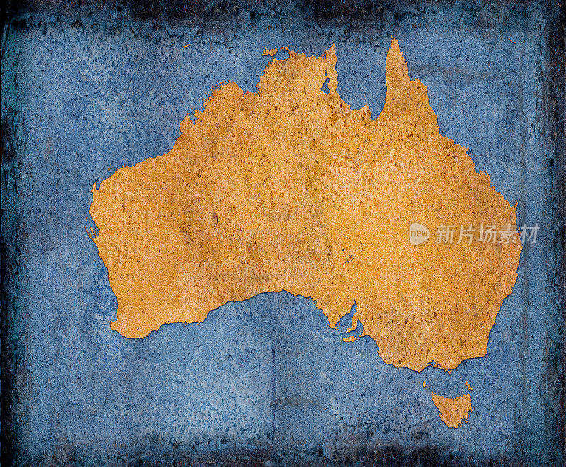 锈澳大利亚在蓝色调的背景