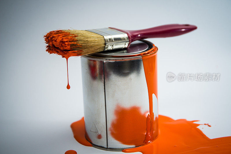油漆锡罐用油漆刷，橙色