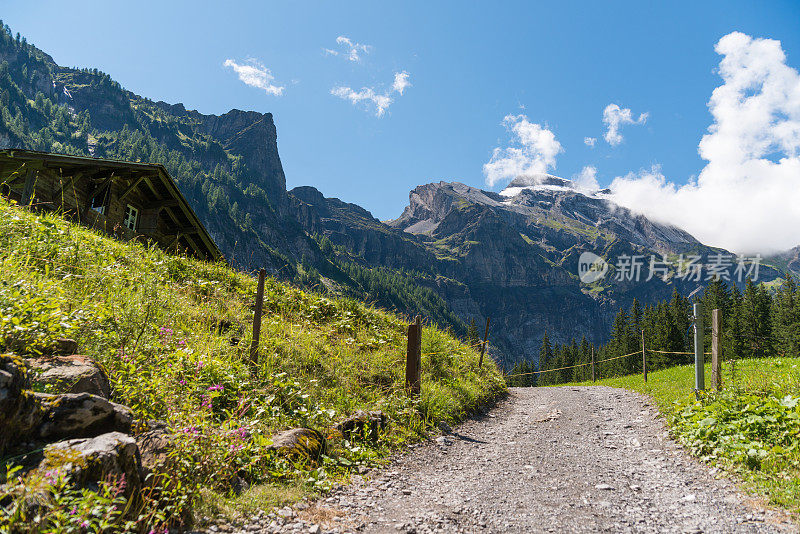 在瑞士阿尔卑斯山西门塔尔徒步旅行