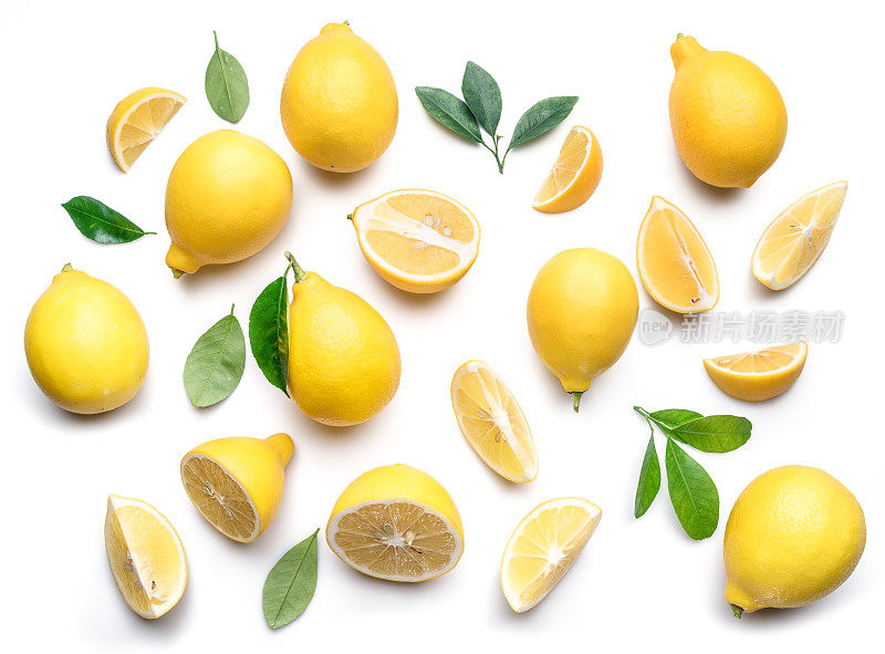 成熟的柠檬和柠檬叶。