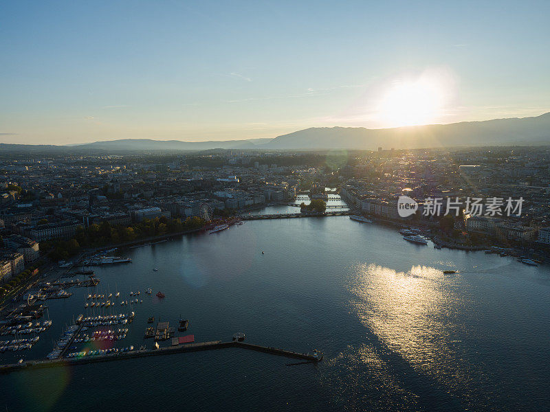 从空中俯瞰日内瓦城市景观