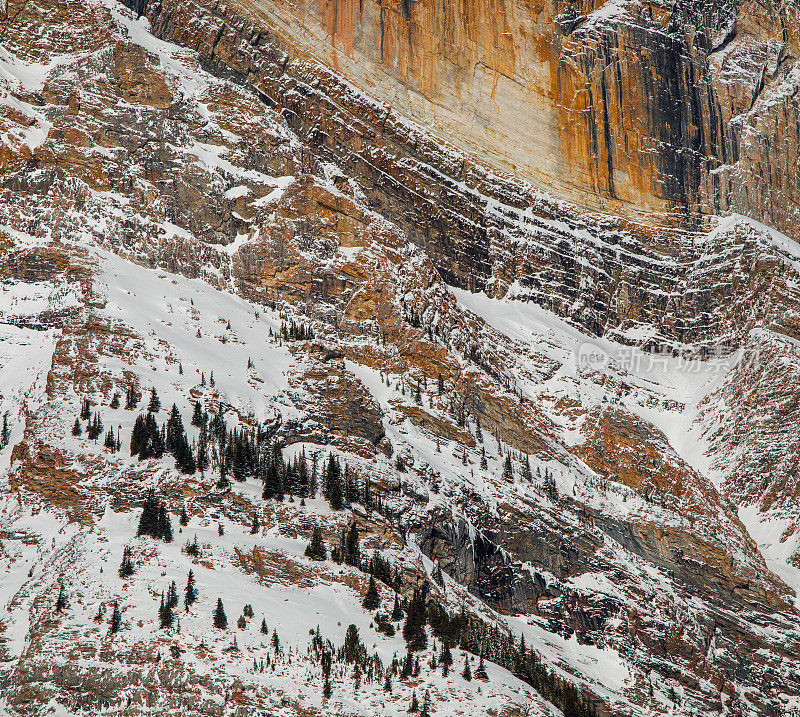 鸟瞰图-雪山，班夫国家公园，加拿大